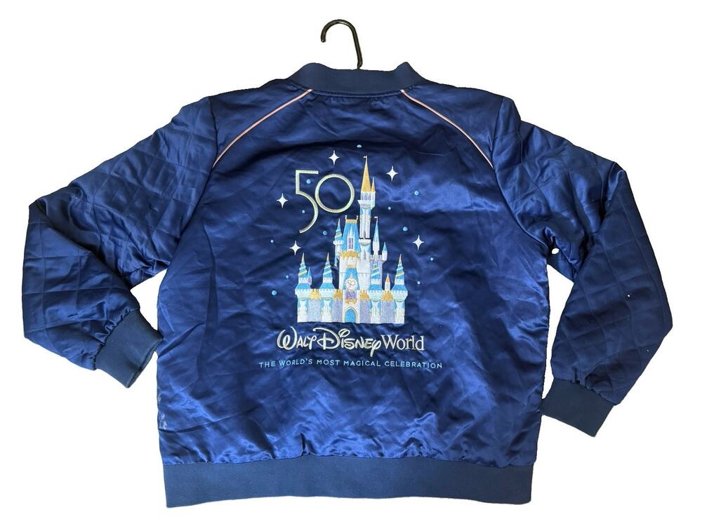 Walt Disney World 50th Anniversary Celebration Castle Satin Bomber Jacket XL